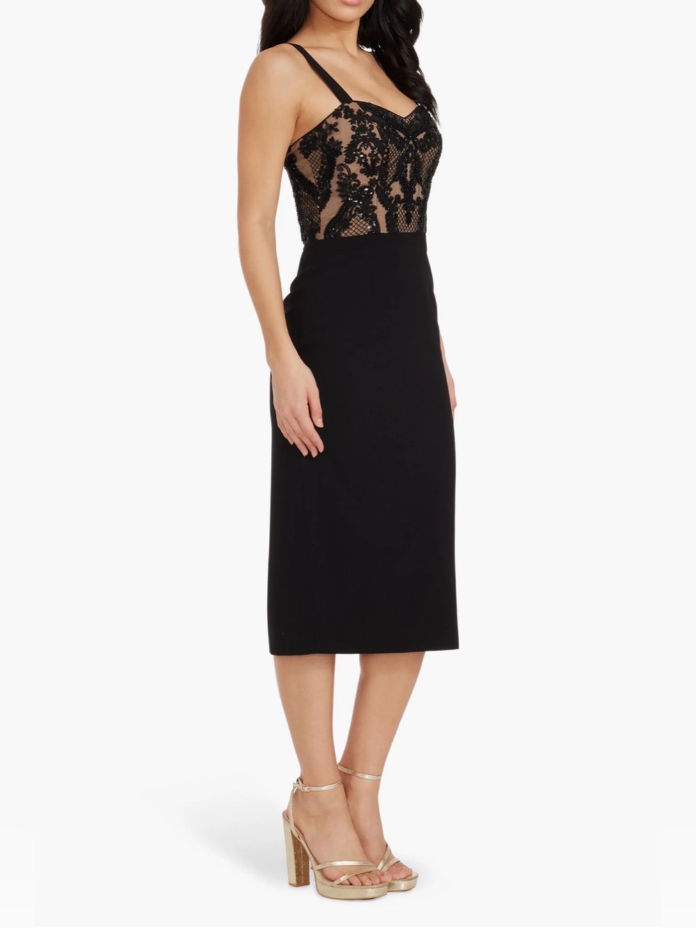 Dress of population Silvia Embellished Bustier Cocktail Dress